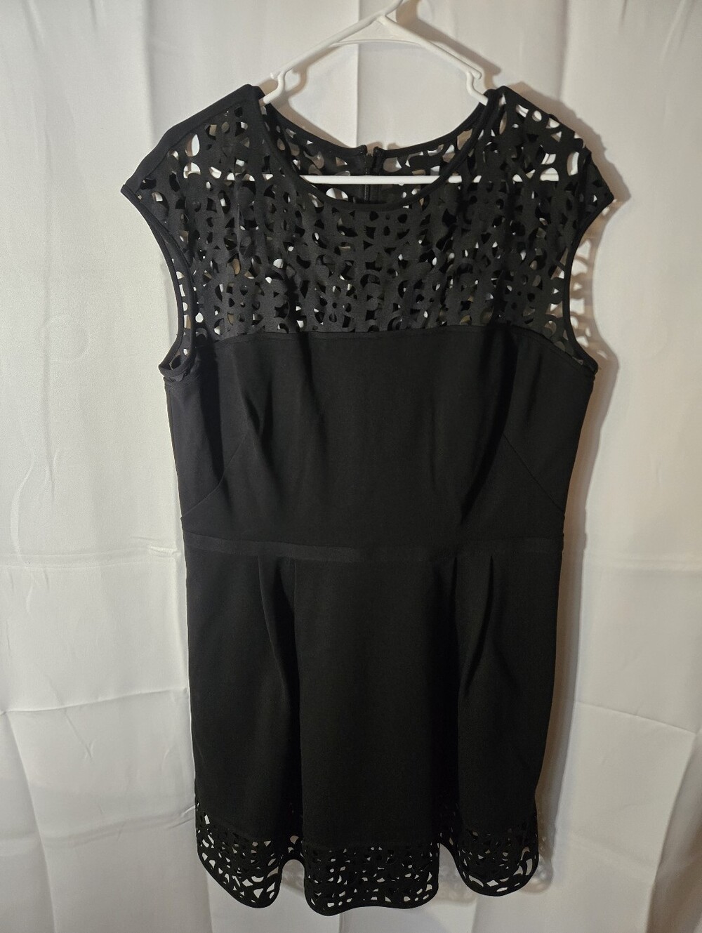 Ralph Lauren Black Laser-Cut Cap Sleeve Dress